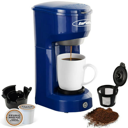 Single Serve Coffee Maker Brewer for Single Cup, K-Cup Coffeemaker With Permanent Filter, 6oz to 14oz Mug, One-touch Control Button with Illumination, (Best Home Coffee Brewer)