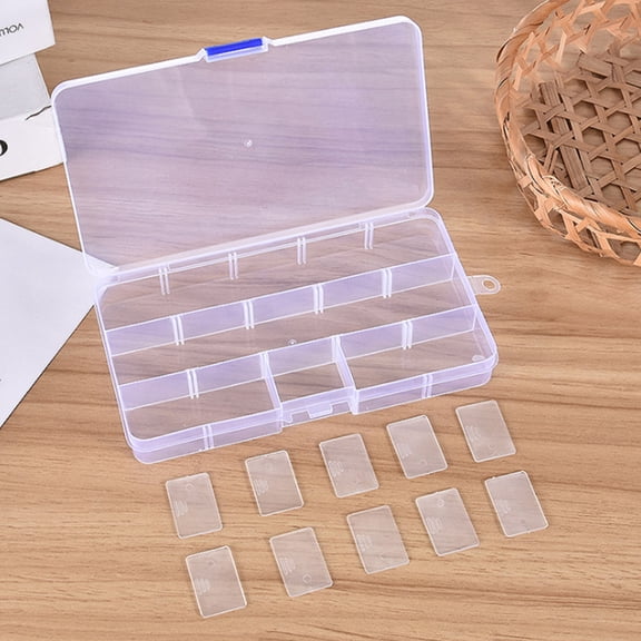 Soimiss 5Pcs White Plastic Storage Bins with Grids for Beads Jewelry and Craft Supplies