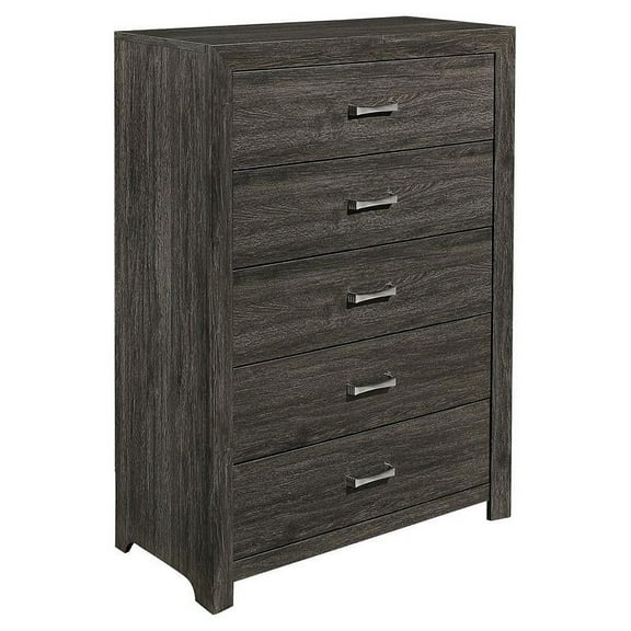Lexicon Edina 5 Drawers Contemporary Wood Chest in Dark Gray