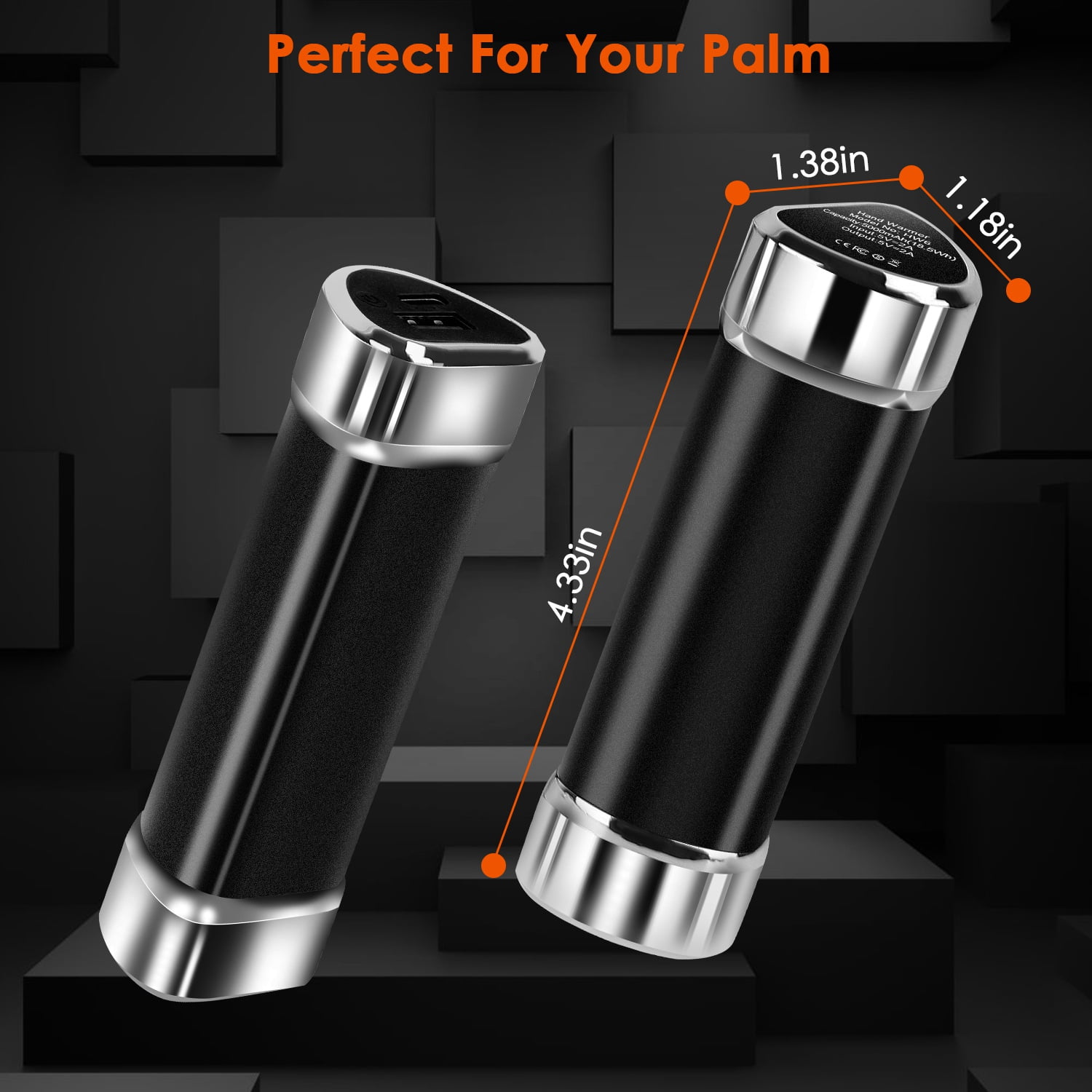2 in 1 Portable Hand Warmers Rechargeable Power Bank  2 Pack 10000mAh Split-Magnetic Handwarmers with 3 Heating Levels for Outdoor Camping Fishing Skiing Black