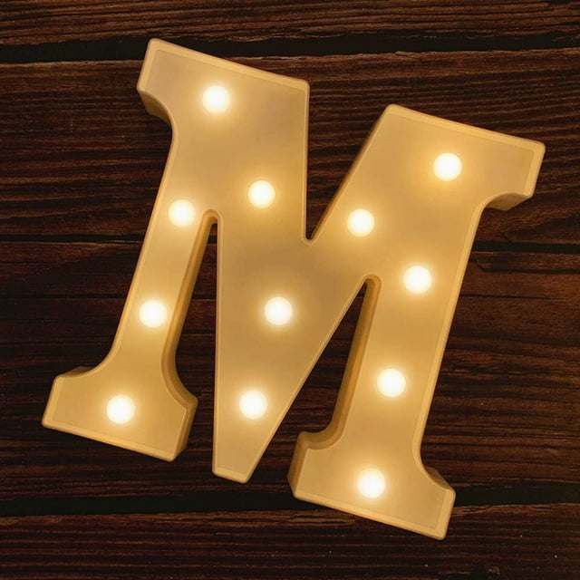 Luces LED de marquesina con letras, 26 letras del alfabeto iluminadas, letrero con números y letras para bodas, fiestas de cumpleaños, lámpara navideña a pilas, luz nocturna, decoración para el hogar