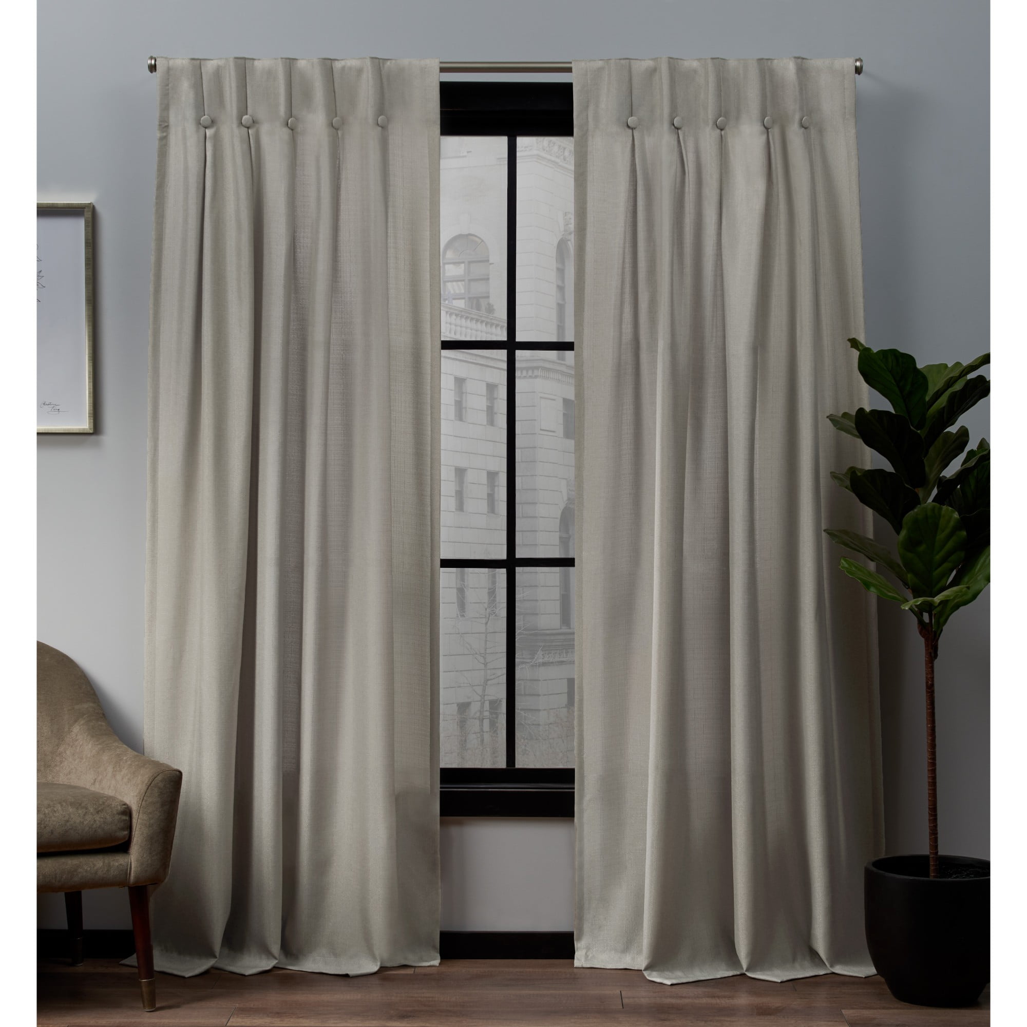 Exclusive Home Curtains 2 Pack Loha Linen Button Top Window Curtain
