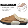 thumbnail image 2 of Men's Slippers Fuzzy House Shoes Memory Foam Slip On Clog Plush Wool Fleece Indoor Outdoor Brown, Size 8-8.5, 2 of 7