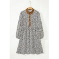 thumbnail image 2 of Women's Khaki Leopard Print V-Neck Puff Sleeve Mini Dress – Plus Size Loose Fit for Daily Wear [ZhiHiMeRi] | 1X, 2 of 12