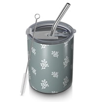 Floral 12oz Stainless Steel Coffee Mug – Double-Wall Insulated Cup with Spill-Resistant Lid, 360° Full-Print Design, Keeps Drinks Hot & Cold for Home, Office, Travel,Thanksgiving,Christmas, Spring