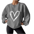 thumbnail image 2 of kkbbma Clearance Under $1 Women Heart Print Fall Sweatshirts Casual Loose Long Sleeve Shirts Tops Comfy Lightweight Crewneck Pullover Tops Sweaters, 2 of 4
