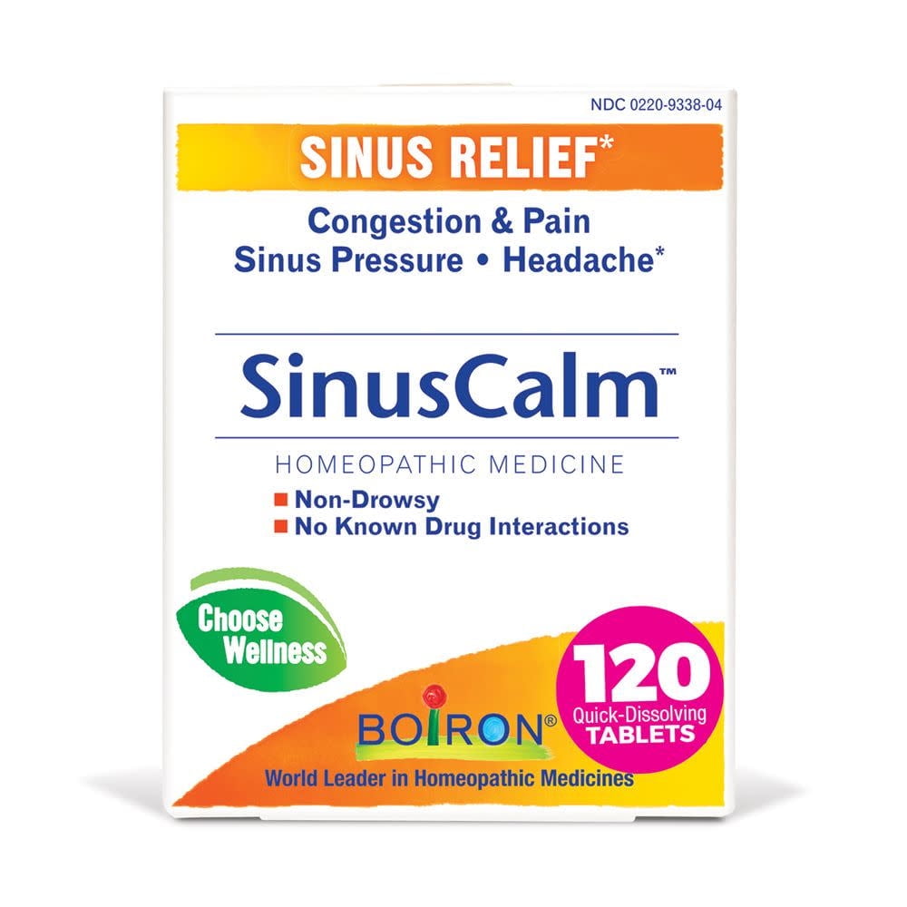 Boiron SinusCalm Tablets, Homeopathic Medicine for Sinus Relief, Congestion & Pain, Sinus Pressure, Headache, 2 x 60 Tablets Twin Pack