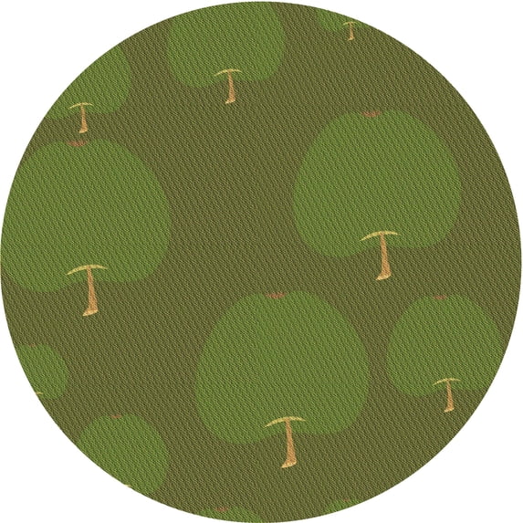 Ahgly Company Machine Washable Indoor Round Transitional Antique Bronze Green Area Rugs, 6' Round