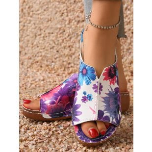 

Cross-border plus size 2024 Summer New Korean Style Fashionable Fish Mouth Set Foot Wedge Heel Women‘s Roman Slides Sandals