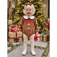 thumbnail image 3 of Cjfdfy Newborn Baby Girl Christmas Romper Gingerbread Man Velvet Long Sleeve Smocked Bubble Bodysuit And Headband Infant Cute My First Christmas Fall Winter Clothes 0-24M, 3 of 9