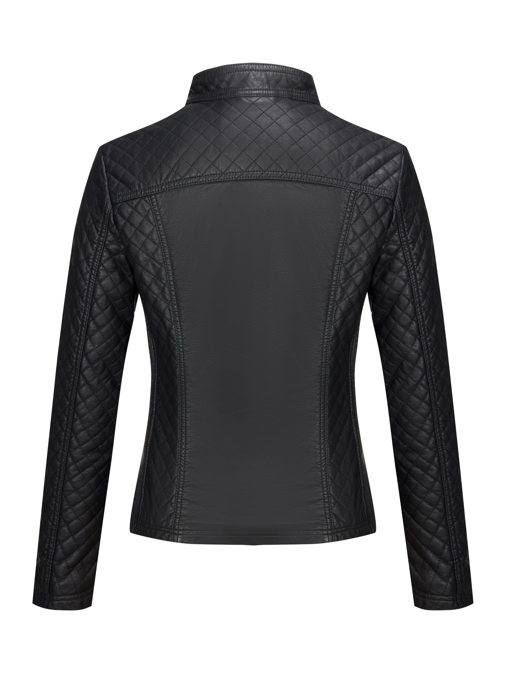 Giolshon Women Plus Size Faux Leather Jacket Long Sleeve Moto Biker Coat