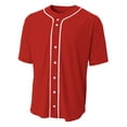 thumbnail image 1 of Top de béisbol con botones completos y mangas cortas SCARLET L A4 N4184, 1 of 1