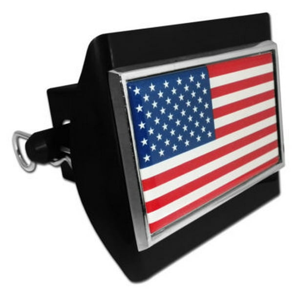 American Flag Emblem on Black Plastic Hitch Cover
