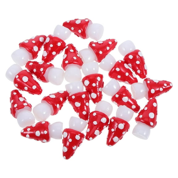 Glow in the Dark Miniature Mushroom Ornaments 20pcs Resin Red Decorative Accessories for Fairy