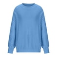 thumbnail image 3 of JUNWELL Chandail pour Femmes Automne Hiver Manches Longues Décontracté Couleur Unie Tricot Épais Coupe Décontractée Col Rond Épais Chaud chandail Beige P, 3 of 5