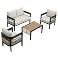 thumbnail image 4 of Harper & Bright Designs 4 Pieces Outdoor Patio Conversation Set, Iron Outdoor Seating Set with Loveseat Sofa, Coffee Table and 2 Chairs for Backyard Garden Balcony, Beige, 4 of 15