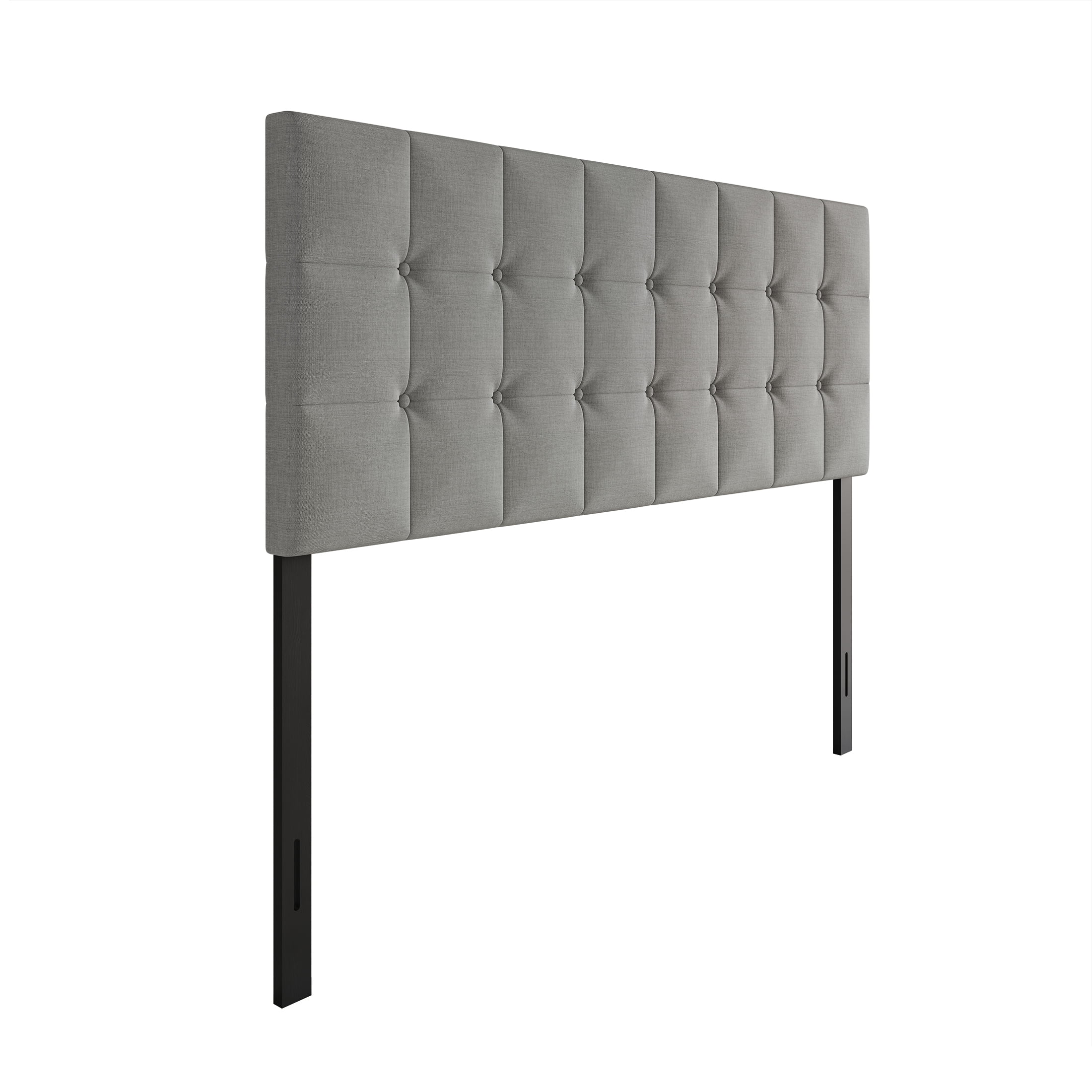 Castle Place Full Square Button-Tufted Upholstered Headboard, Linen, Light Grey