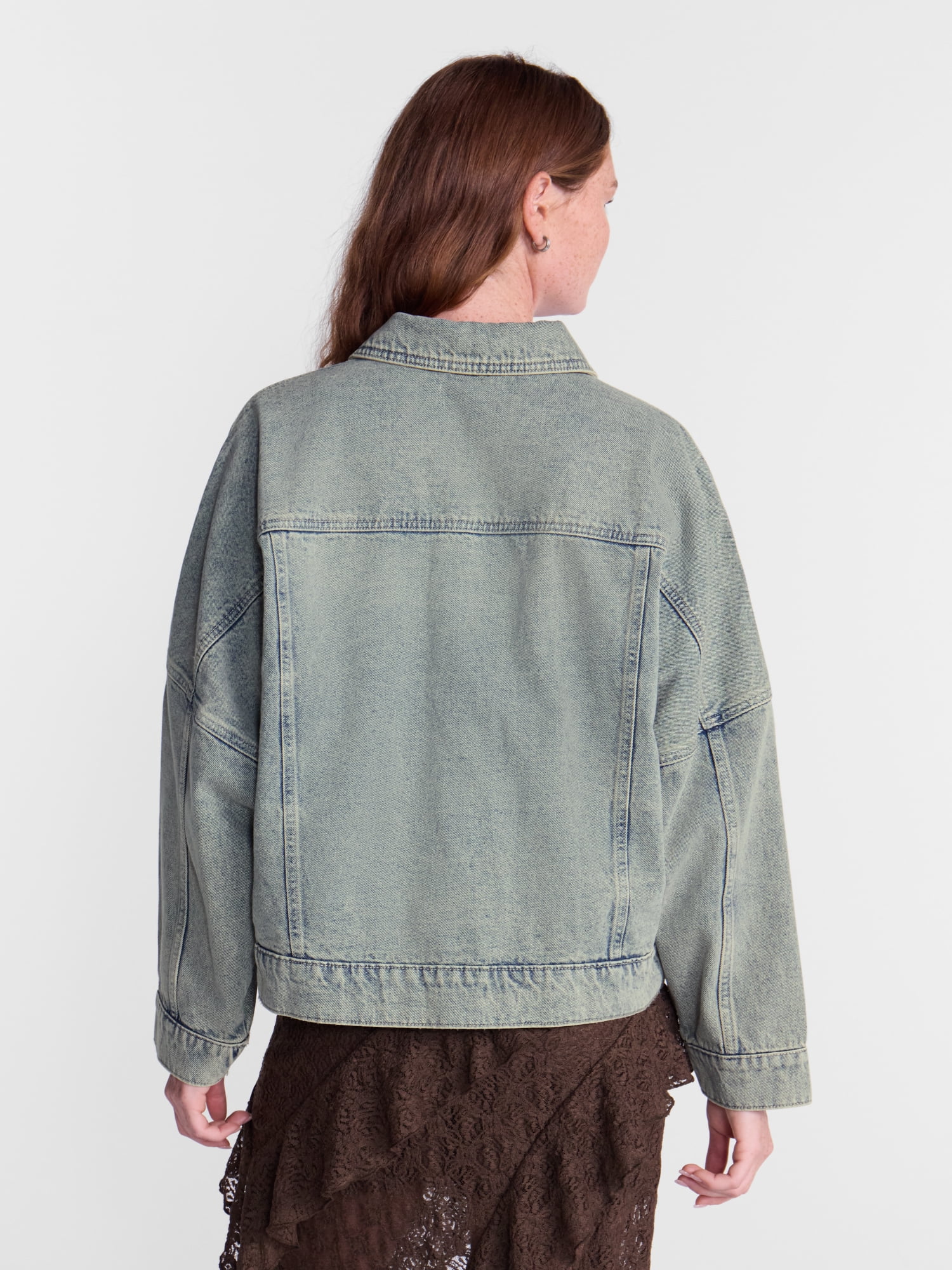 No Boundaries Oversized Denim Cotton Jacket, Women’s XXS-4X