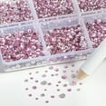 thumbnail image 2 of Beadsland 7200pcs Flatback Pink Rhinestones for Crafts, 6 Sizes , SS3-SS10, Pink, 2 of 4