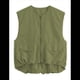 thumbnail image 2 of Chaleco Informal con Cremallera para Mujer, Estilo Cargo, Extragrande, con Dobladillo Fruncido, Sin Mangas, Chaquetas y Tops. Verde M, 2 of 7