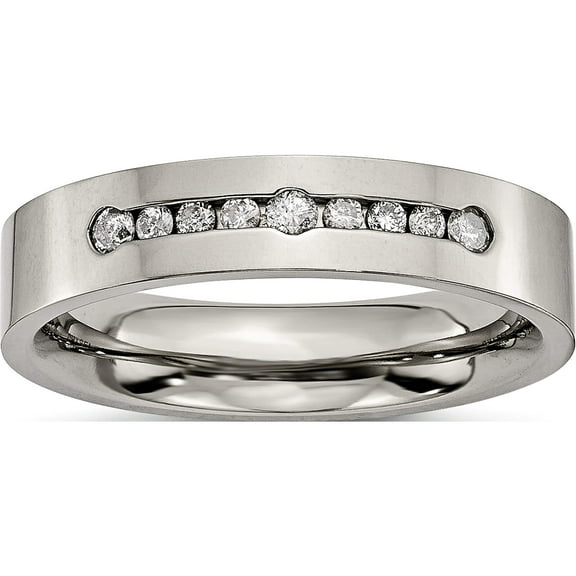 Titanium Polished 1/4Ct Tw. Diamond 6mm Band (Size 8) Made In China tb442a-8