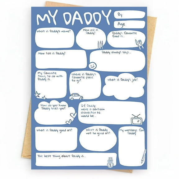 My Daddy Fill-in-the-Blank Card – Customizable Father’s Day Card for Kids – Unique Gift for Dad with Fun Questions & Note Space – Perfect for Celebrating Fatherhood