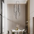 thumbnail image 6 of 6 Rings Modern LED Chandelier,Large Black High Ceiling Chandeliers with Remote Control Ring Pendant Light Fixture for Staircase Foyer Entryway, 6 of 7