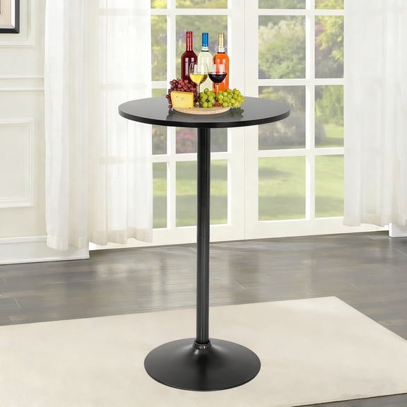 BIQWBIC Round Bar Table with MDF Top & Metal Base, 38.9" Height Counter Height Bistro Pub Table Small Breakfast Table for Kitchen, Dining Room, Black