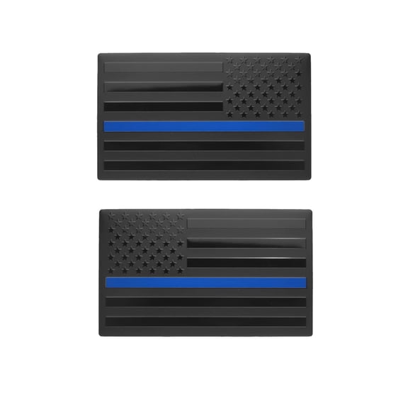 Ysmzzmsy American Flag Decal, Black PVC Sticker with Thin Blue Line, 5x3 inches, 2 Pack, for Cars and Motorcycles