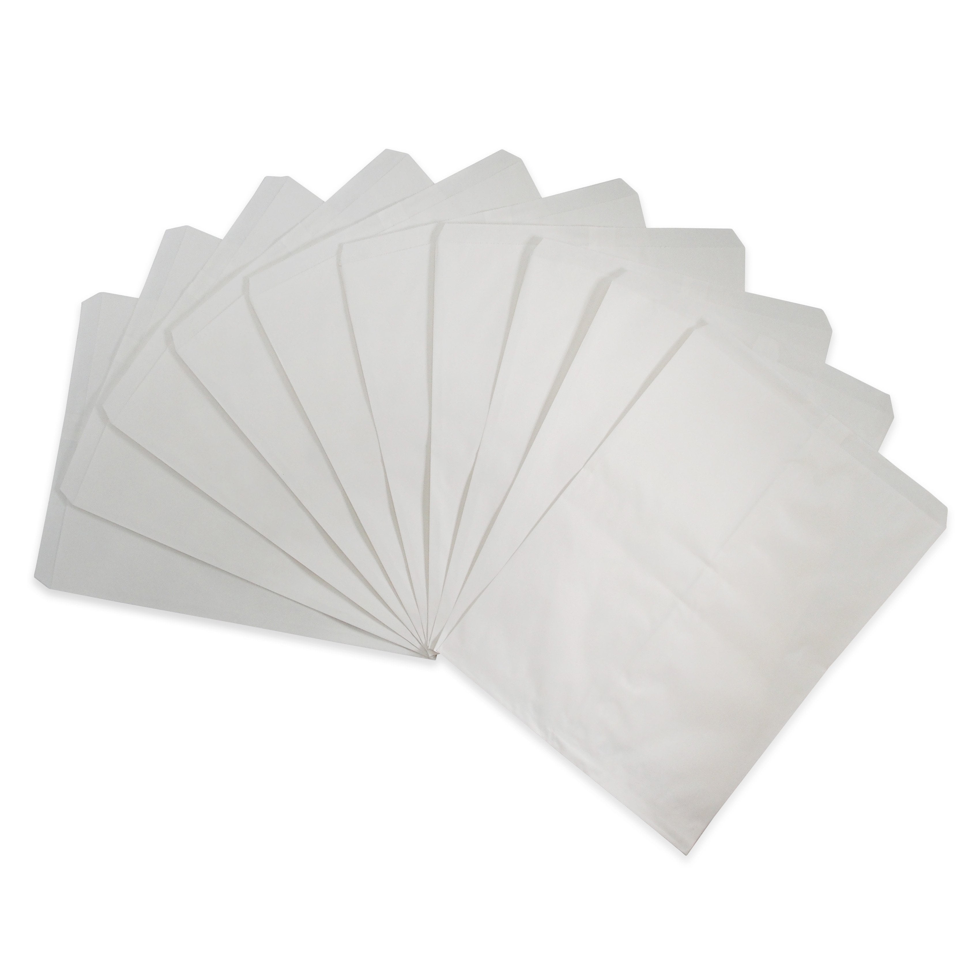 100 Qty 8.5" x 11" Decorative Flat Paper Gift Bags - Plain White Kraft Bags - for Sales/Treats/Parties Cookies/Gifts - N'icePackaging