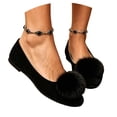 thumbnail image 4 of YTCAMLO Puff Pompom Flats for Women Round Toe Backless Casual Shoes Slip On Soft Comfort Ballet Shoes for Daily Weekend Outings, 4 of 9