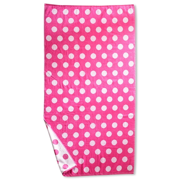 SUPERIOR 100 Cotton Luxury Beach Towels Oversized Beach Towel 450 GSM Swim Towel Pink Polka Dots 34 x 64