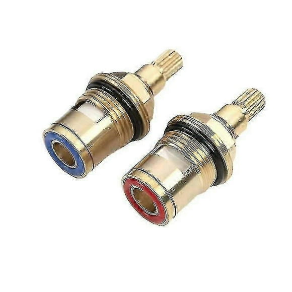 2 Pack Faucet Cartridges 1/2 Inch 20 Teeth Universal Replacement Faucet Valve Brass Ceramic Cartridge Bathroom Faucet Valve (red/blue)
