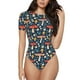 thumbnail image 1 of Balery Colorful Mushrooms Body de cuello redondo de manga corta para mujer Tops de manga corta Tops básicos-Small, 1 of 7