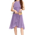 thumbnail image 2 of Sleeveless Kids Girls Halter Dress Children Chiffon Flared Knee-Length Gown, 2 of 5