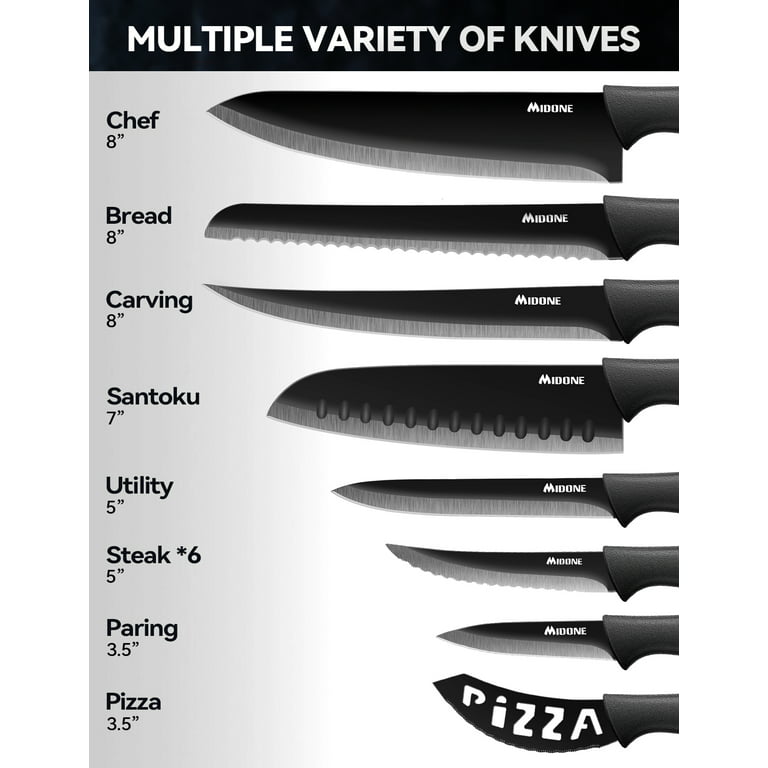MIDONE Knife Set, 17 Pcs Stainless Steel Kitchen Knife Set, with