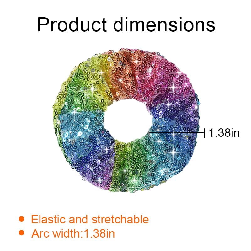 -Silver Sequins Scrunchies Disco Party Accessories for Women Girls Disco Hair Ties for Thick Thin Hair Sparkly Accessories for Dance Party Glitter Cheer Stuff for Cheerleaders Cheer Scrunchie 2