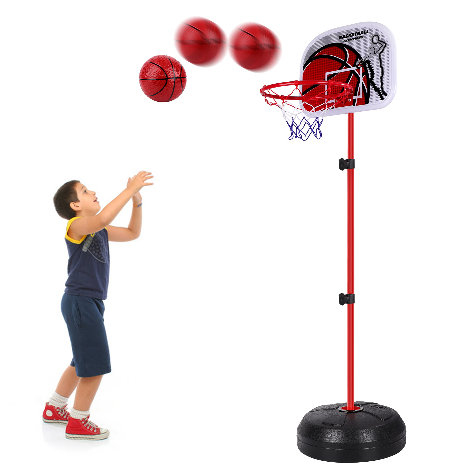 Adjustable Height Up to 6 Feet for Indoor Outdoor Basketball Game Mini Basketball Goal Toy with Ball Pump for Kids Boys Girls Outdoor Play Sport FiGoal Portable Basketball Hoop for Kids 