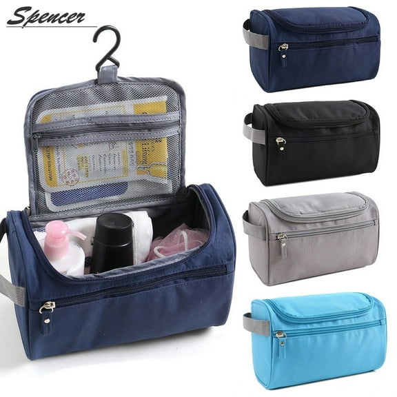 Spencer Women Men Hanging Travel Toiletry Shaving Bag Portable Waterproof Cosmetics Organizer Kit with Hook for Bathroom Shower "Black"