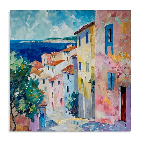 Stupell Industries Mediterranean Coastal Town Canvas Wall Art design by LSR Creative Studio, 36 x 36