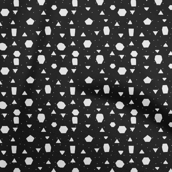 oneOone Polyester Spandex Black Fabric Abstracts Dress Material Fabric Print Fabric By The Yard 56 Inch Wide