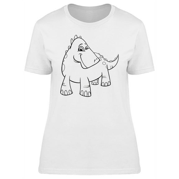 Cute Happy Dinosaur Cartoon T-Shirt Women -Image by Shutterstock, Female Medium