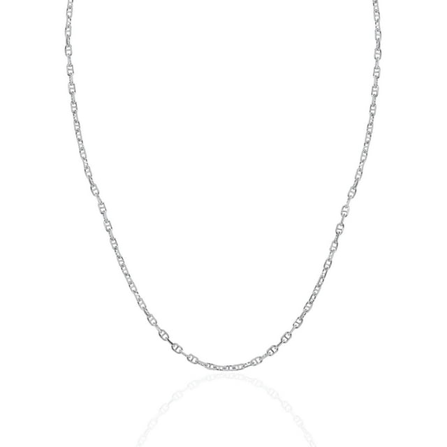 Mercie Sterling Silver Necklace, Rhodium Plated Silver Anchor Chain Jewellery, Everyday Chain for Men and Women