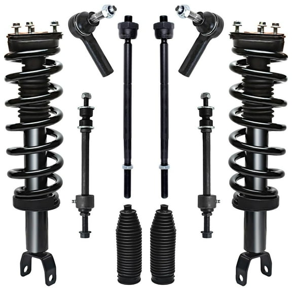 Detroit Axle - 4WD Front Struts & Coil Spring   Sway Bar End Links   Inner Outer Tie Rod Ends Boots Replacement for 2013-2018 Ram 1500