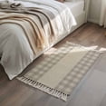 thumbnail image 4 of Bathroom Rug 2'x 3', Retro Grey Woven Cotton Washable Rug with Tassels, Farmhouse Buffalo Plaid Vintage Beige Non Slip Front Door Mat for Entrance, Doorway, Hallway, Laundry Room, 4 of 9