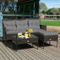 thumbnail image 2 of Patiojoy 3 PCS Patio Furniture Set Outdoor All Weather Wicker Conversation Set w/Cushioned Ottoman & Side Table Gray, 2 of 10
