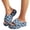 Blue, variant on Women's Denim Cloth Checkered Pattern Platform Slides Vintage Thread Edge Open Toe Slip On Comfortable Non Slip Boho Sandals Blue Size 8