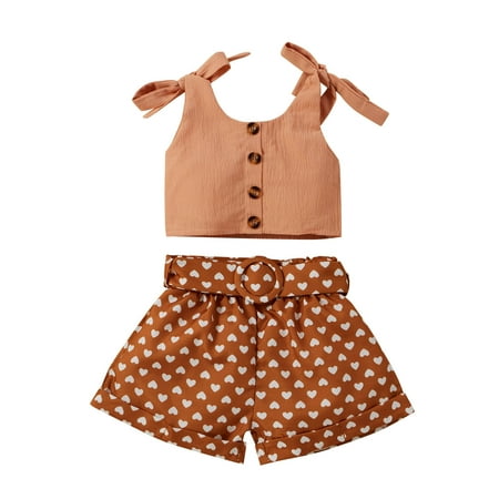 

QIPOPIQ Toddler Girls Outfit Sets Clearance Toddler Baby Girls Wave Point Print Sling Clothes Comfortable Cute Tow-piece