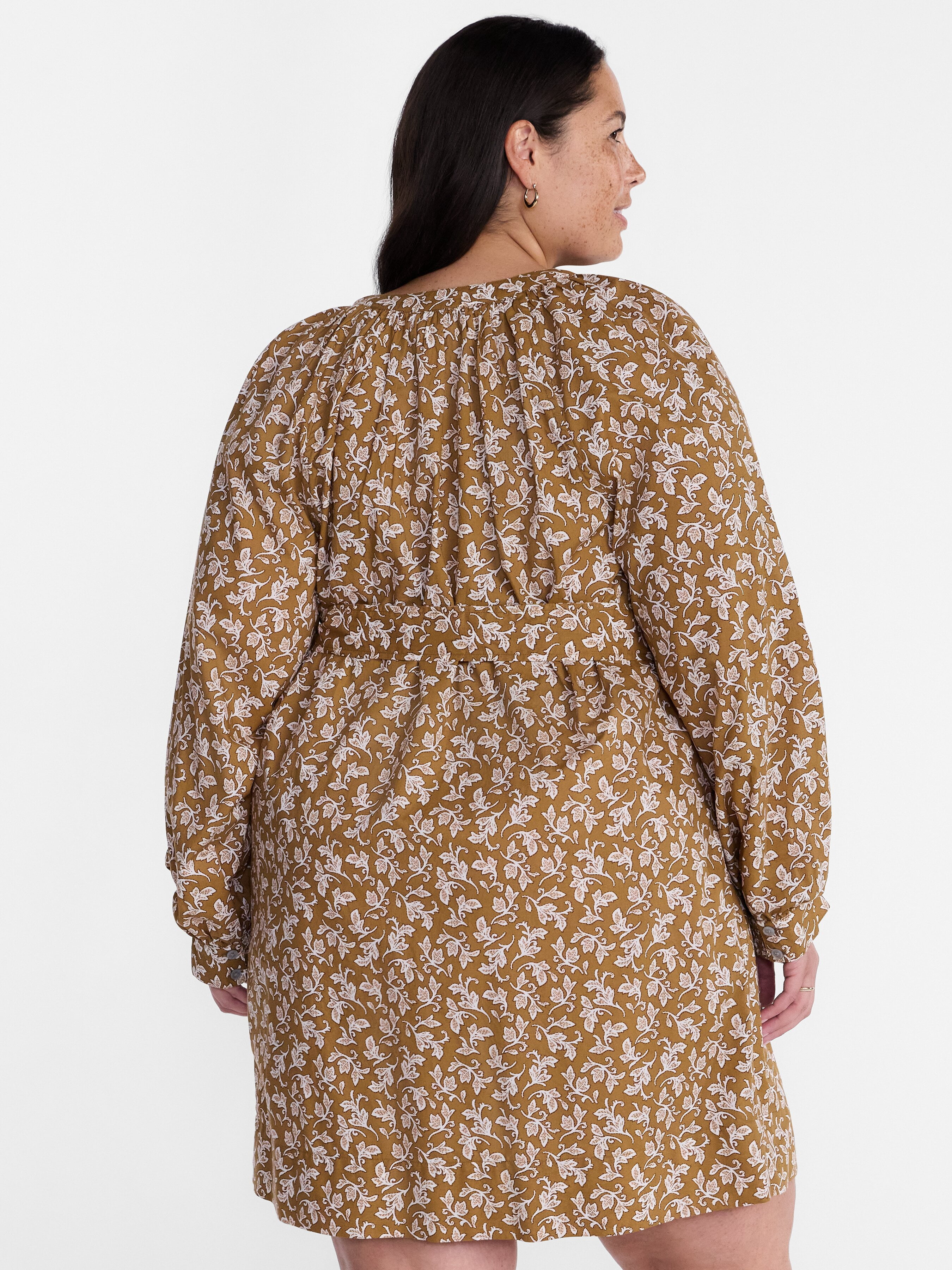 Terra & Sky Women's Plus Cotton Balloon Sleeve Tie Waist Tunic Dress, Sizes 0X-5X
