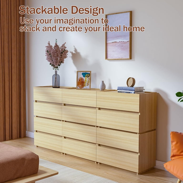 Stackable 2 Drawer Dresser, Small Dressers for Closet, Wood Storage Cabinet  for Hallway Bedroom Entryway, Nightstand Sofa Beside Table Drawer Chest, ...